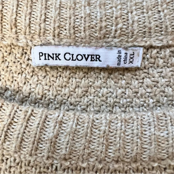 Pink Clover Tan Winter Warm Fall Pullover Crewneck  Knit Sweater Women Size XXL - Picture 9 of 11
